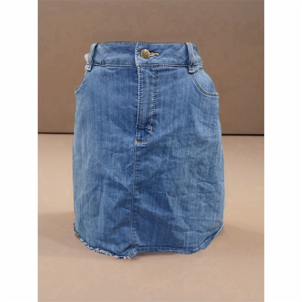 Croft & Barrow Skort Womens Size 12 Blue Denim Knee Length Stretch Pockets